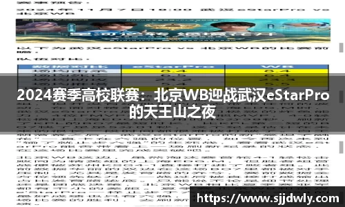 2024赛季高校联赛：北京WB迎战武汉eStarPro的天王山之夜